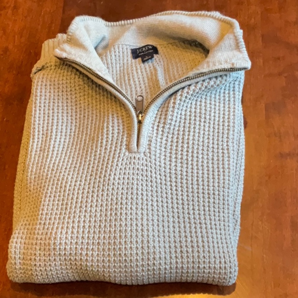 J Crew.  Quarter zip cotton sweater